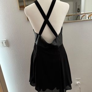 Nasty Gal faux Leather and nylon skater dress Size Large